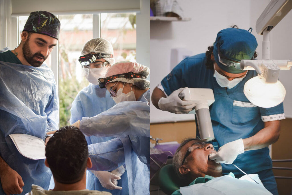 Estudiantes de Odontología realizando procedimientos de salud bocal a la comunidad de Villa de Soto, Córdoba.